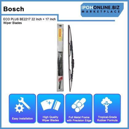 Bosch ECO PLUS BE2217 22 Inch + 17 Inch Wiper Blades Proton Saga BLM FLX New Quick-Clip Advanced Tropical Rubber Formula With Graphite